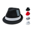 1 Dozen Decky Black White Red Poly Woven Fedora Hipster Miami Hats Wholesale-Serve The Flag 2 image