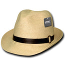 1 Dozen Decky Natural Paper Braid Woven Fedoras Trilby Panama Hats Wholesale Lot-Serve The Flag 1 image