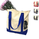 10 Lot Large 20inch Grocery Shopping Beach Totes Bags Reusable Zippered Cotton Canvas Wholesale-Serve The Flag 6 image