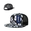 Decky Cotton Hibiscus Flower Floral Hawaiian Flat Bill Trucker Baseball Caps Hats-Serve The Flag 1 image