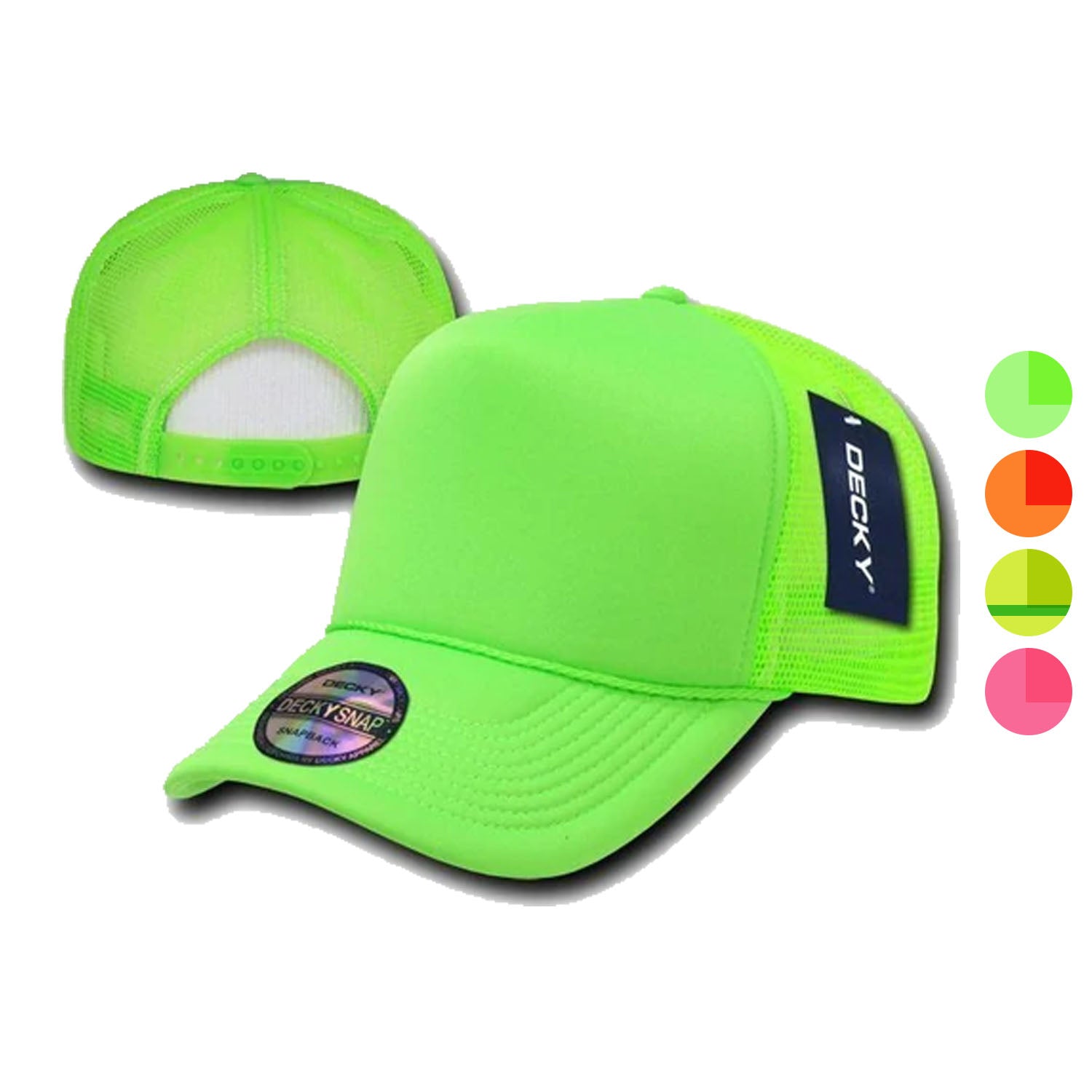 Decky Flat Bill Neon Foam Mesh Trucker Hats Caps Snapback Two Tone