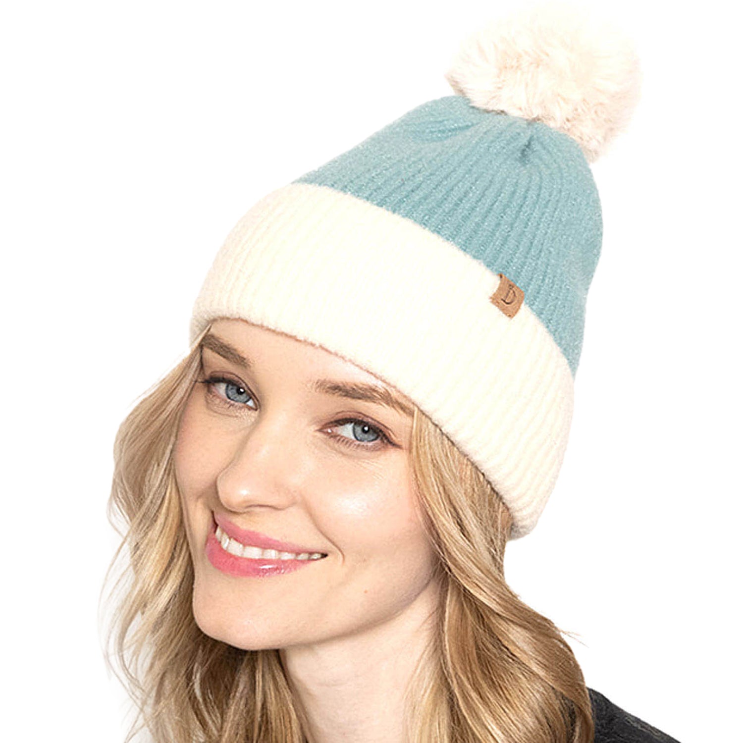 San Francisco City Name Rubber Patch Ribbed Winter Knit Pom Beanie