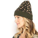 Empire Cove Winter Knit Ribbed Leopard Cuff Beanie-UNCATEGORIZED-Empire Cove-Olive-Casaba Shop 5 image