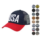 Rapid Dominance USA American Flag Text Ripstop 6 Panel Trucker Dad Caps Hats-Serve The Flag 1 image