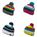 Cuglog Mont Ventoux Thick Cable Knit Stripped Beanies Big Fuzzy Pom Style Winter-Serve The Flag 2 image