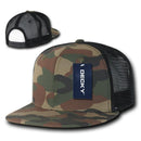 Decky Army Camouflage Camo Flat Bill Trucker Hats Caps 6 Panel Snapbacks-Serve The Flag 15 image