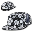 Decky Black & White Floral Hawaiian 5 Panel Cotton Racer Flat Bill Caps Hats-Serve The Flag 2 image