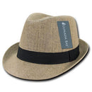 Decky Jute Lightweight Fedoras Trilby Panama Hats Caps Natural Black-Serve The Flag 1 image