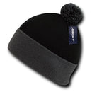 Decky Pom Pom Two Tone Beanies Long Cuffed Tight Stretchy Knitted Ski Caps Hats-Serve The Flag 10 image