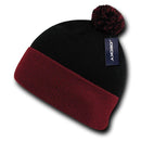 Decky Pom Pom Two Tone Beanies Long Cuffed Tight Stretchy Knitted Ski Caps Hats-Serve The Flag 5 image