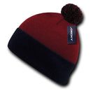 Decky Pom Pom Two Tone Beanies Long Cuffed Tight Stretchy Knitted Ski Caps Hats-Serve The Flag 7 image