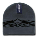 Decky Tribal Design Beanies Caps Hats Knitted Ski Skull Winter Black Charcoal-Serve The Flag 3 image
