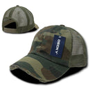 Decky Vintage Ripped Mesh Washed 6 Panel Cotton Pre-Curved Trucker Caps Hats-Serve The Flag 6 image