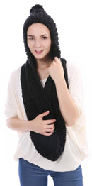 Women's Knitted Cozy Snood Scarf Scarves Cap Pull Up Hood Pom Infinity Loop Warm-Serve The Flag 1 image