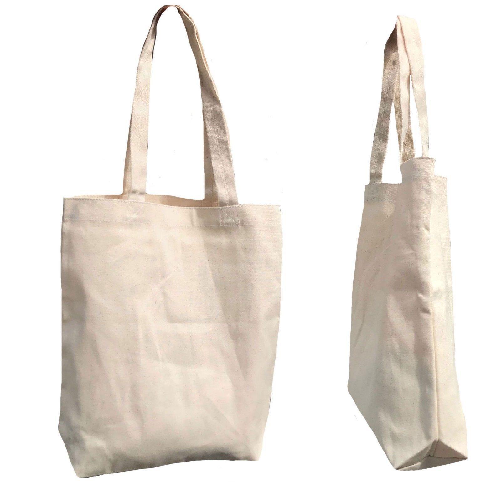 1 Dozen Cotton Reusable Grocery Shopping Tote Bags Gusset Natural Whol