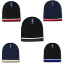 1 Dozen Decky Double Stripe 3 Tone Beanies Knitted Skul Ski Caps Hats Wholesale-Serve The Flag 2 image