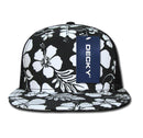 Decky Cotton Hibiscus Flower Floral Hawaiian Flat Bill Trucker Baseball Caps Hats-Serve The Flag 2 image