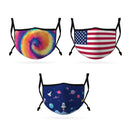 Cute Face Masks 3 / 5 Packs for Kids Child Adjustable Boys Girls Ages 3 to 9 Cotton Poly Washable Reusable 2 Layer Pocket Filter-Serve The Flag 7 image
