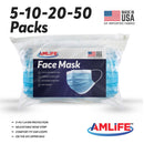 Amlife 5/10/20/50 Packs Face Mask Protective Covering Blue 3-Ply Layer Made in USA Imported Fabric-Serve The Flag 1 image