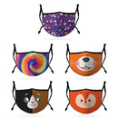 Cute Face Masks 3 / 5 Packs for Kids Child Adjustable Boys Girls Ages 3 to 9 Cotton Poly Washable Reusable 2 Layer Pocket Filter-Serve The Flag 11 image