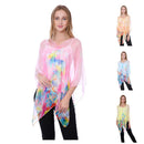 Casaba Womens Floral Sheer Poncho Top Kimono Cover Up-Chiffon Feel Light Wrap-Serve The Flag 6 image