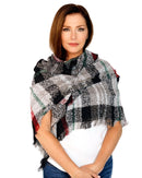 Casaba Womens Warm Winter Scarves Scarf Wraps Shawls Rustic Style Plaid-Serve The Flag 4 image