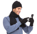 Casaba Winter 3 Piece Set Knit Beanie Hat Scarf Touchscreen Gloves for Men Women-Serve The Flag 4 image