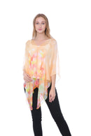 Casaba Womens Floral Sheer Poncho Top Kimono Cover Up-Chiffon Feel Light Wrap-Serve The Flag 4 image