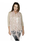 Casaba Womens Formal Lace Crochet Scarves Scarf Shawl Church Bridal Fringe Sheer-Serve The Flag 1 image