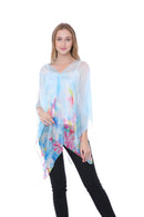 Casaba Womens Floral Sheer Poncho Top Kimono Cover Up-Chiffon Feel Light Wrap-Serve The Flag 9 image