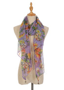 Casaba Womens Floral Birds Sheer Scarves Scarf Convertible Poncho Top Light Wrap-Serve The Flag 10 image