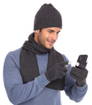 Casaba Winter 3 Piece Set Beanie Hat Scarf Touchscreen Gloves Cable Knit for Men Women-Serve The Flag 16 image