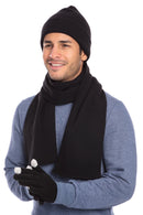 Casaba Winter 3 Piece Set Beanie Hat Scarf Touchscreen Gloves Flat Knit for Men Women-Serve The Flag 12 image