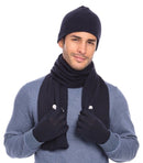 Casaba Winter 3 Piece Set Beanie Hat Scarf Touchscreen Gloves Cable Knit for Men Women-Serve The Flag 20 image