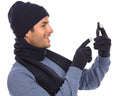 Casaba Winter 3 Piece Set Beanie Hat Scarf Touchscreen Gloves Flat Knit for Men Women-Serve The Flag
