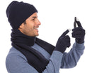 Casaba Winter 3 Piece Set Beanie Hat Scarf Touchscreen Gloves Flat Knit for Men Women-Serve The Flag 26 image