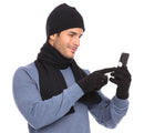 Casaba Winter 3 Piece Set Beanie Hat Scarf Touchscreen Gloves Cable Knit for Men Women-Serve The Flag 10 image