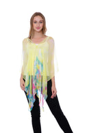Casaba Womens Floral Sheer Poncho Top Kimono Cover Up-Chiffon Feel Light Wrap-Serve The Flag 2 image