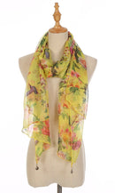 Casaba Womens Floral Birds Sheer Scarves Scarf Convertible Poncho Top Light Wrap-Serve The Flag 11 image