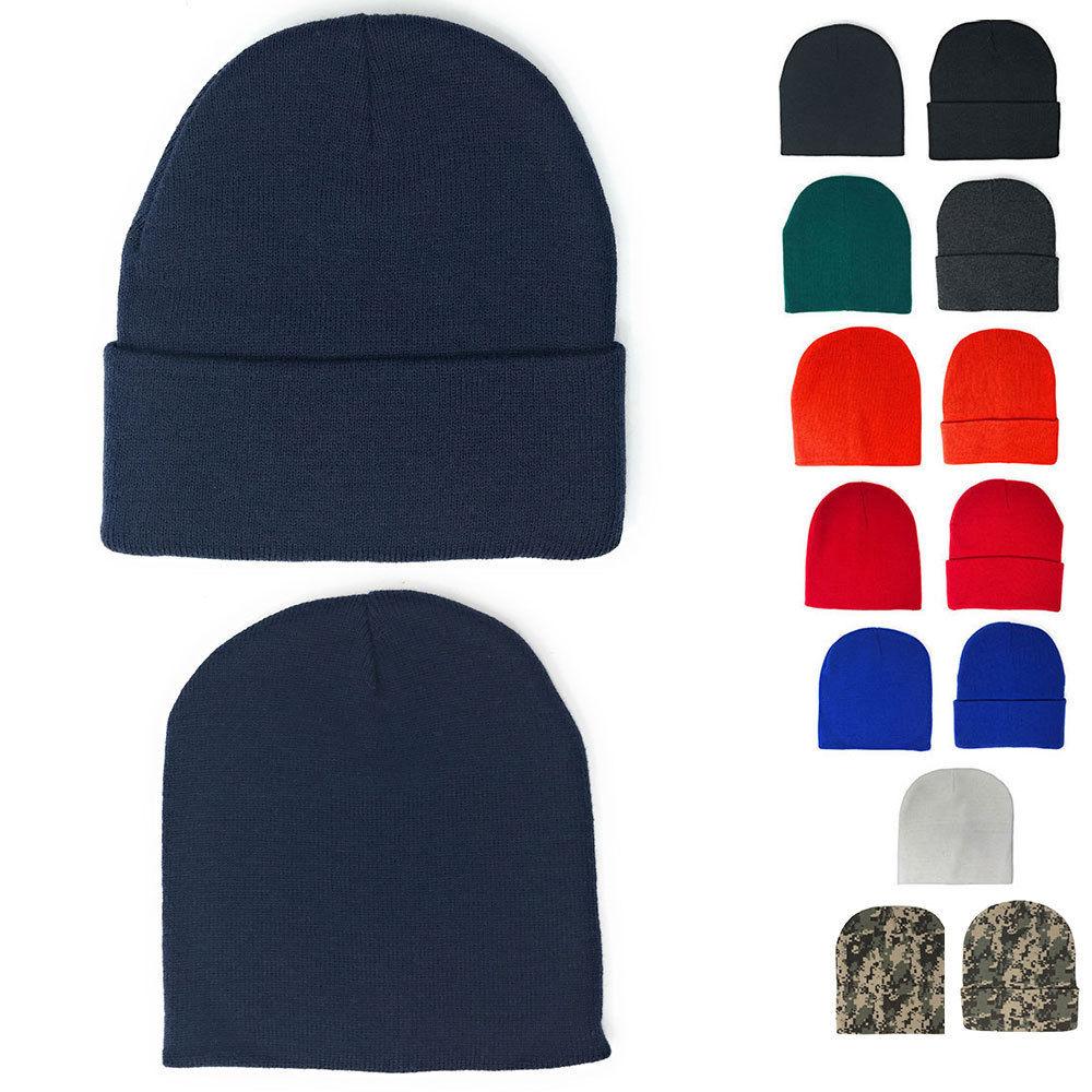 Warm Winter Hat Beanies Long Cuffed Short Uncuffed Solid Colors Camouf