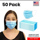 [Combo Pack] 50 Face Mask and 1 Face Shield Blue 3-Ply Mouth Nose Cover-Serve The Flag 3 image