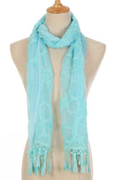 Casaba Womens Elegant Lace Scarves Scarf Shawl Formal Bridal Fringe Sheer Wrap-Serve The Flag 15 image