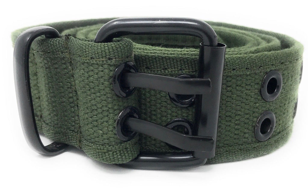 Casaba Canvas Belts Double Row 2 Holes Grommet Fabric Military Mens Wo