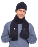 Casaba Winter 3 Piece Set Beanie Hat Scarf Touchscreen Gloves Cable Knit for Men Women-Serve The Flag 12 image