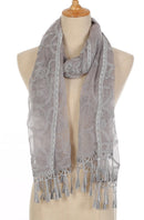 Casaba Womens Elegant Lace Scarves Scarf Shawl Formal Bridal Fringe Sheer Wrap-Serve The Flag 6 image