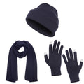 Casaba 3 Piece Winter Set Cuff Beanie Hat Scarf Touchscreen Gloves for Men Women-Serve The Flag