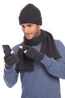 Casaba Winter 3 Piece Set Beanie Hat Scarf Touchscreen Gloves Flat Knit for Men Women-Serve The Flag 30 image