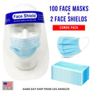 [Combo Pack] 100 Face Mask and 2 Face Shields | 3-Ply Mouth Nose Cover-Serve The Flag 1 image