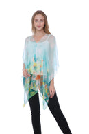 Casaba Womens Floral Sheer Poncho Top Kimono Cover Up-Chiffon Feel Light Wrap-Serve The Flag 1 image