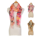 Casaba Womens Floral Sheer Scarves Scarf Convertible Poncho Top Light Wrap-Serve The Flag 7 image